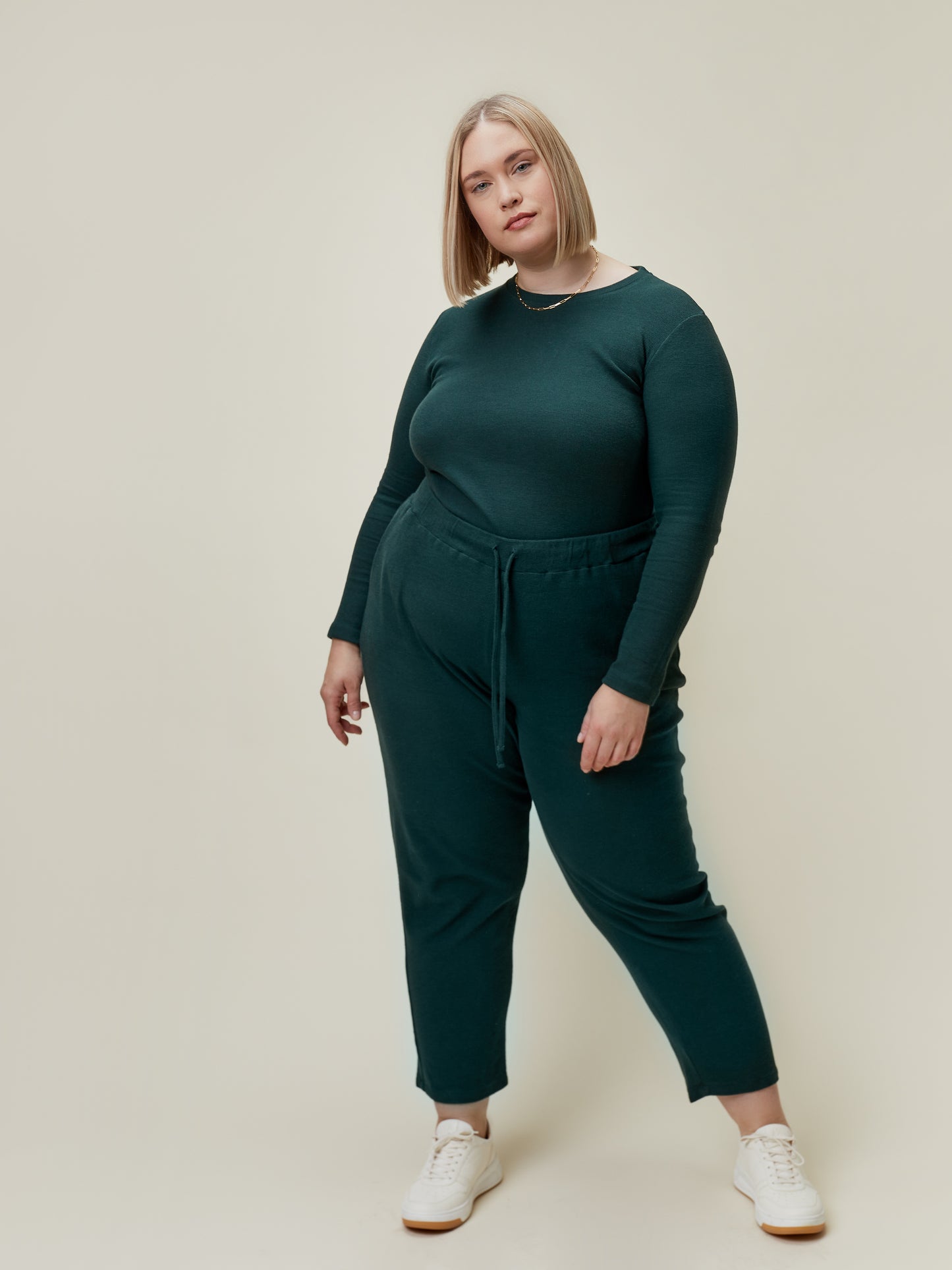 Leslie Waffle Pant Pine Green