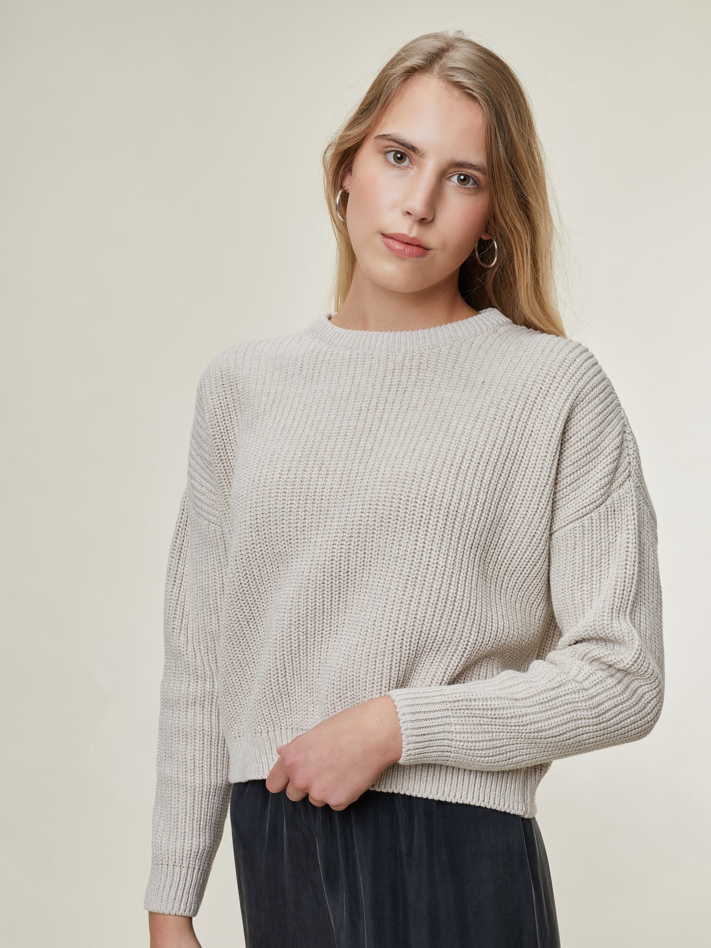 Bobbie Cropped Knitted Jumper Natural