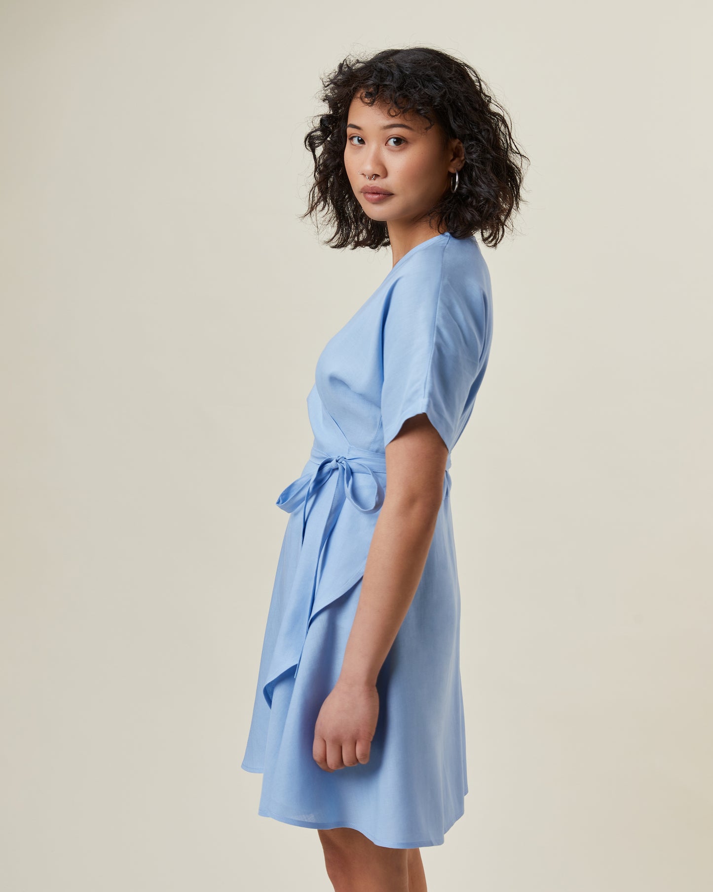 Daria Wrap Dress Soft Blue