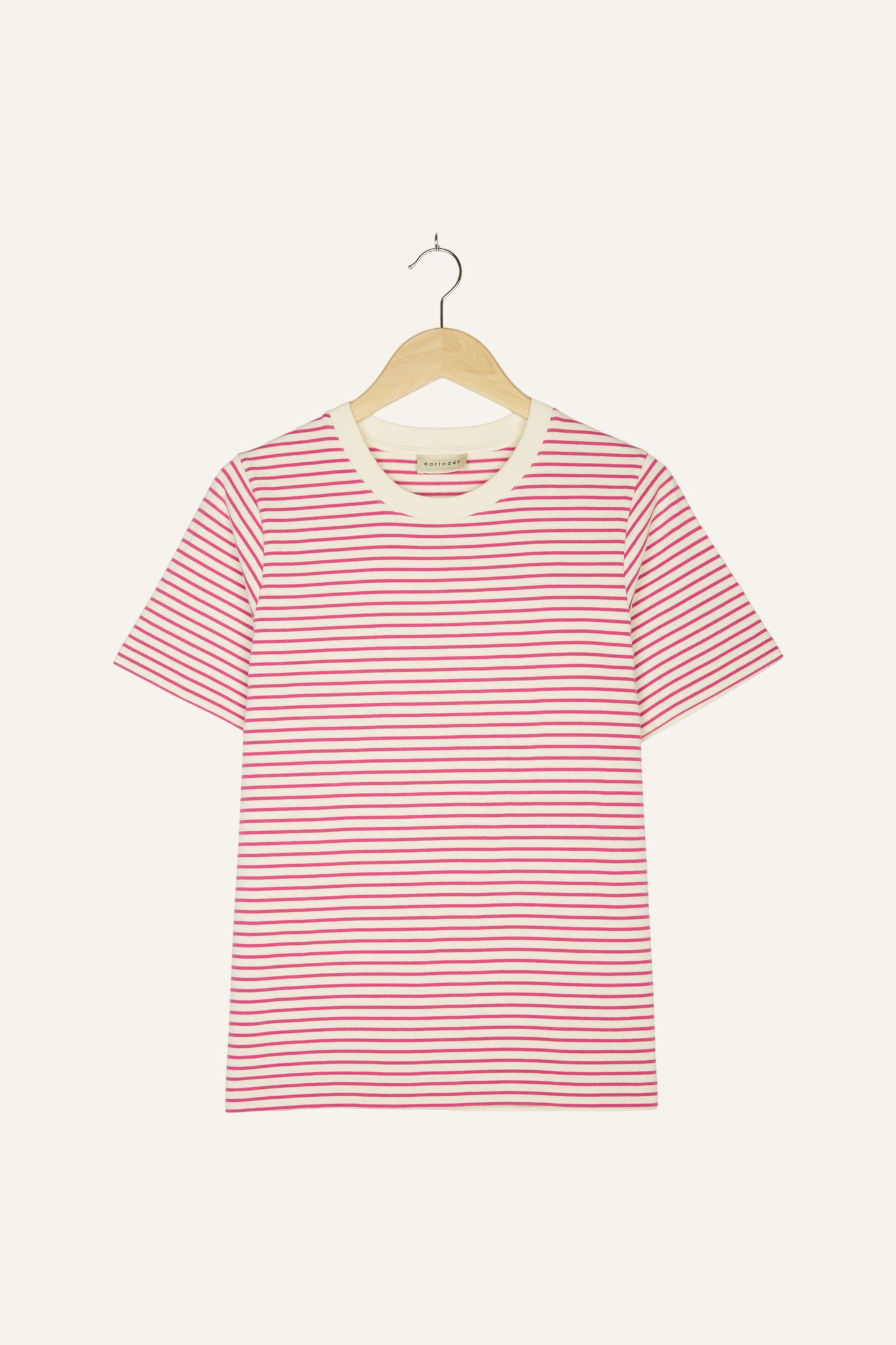 Ida Heavyweight T-Shirt Striped Ecru Pink