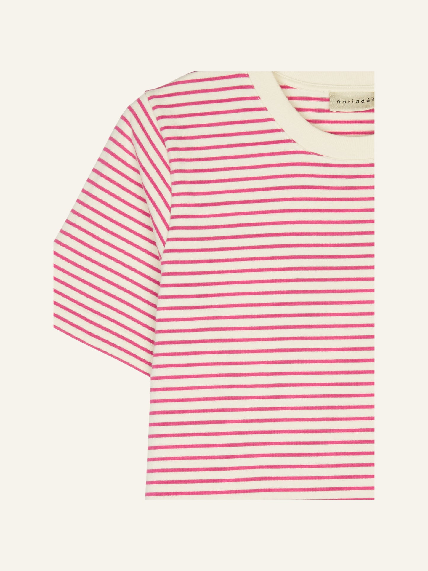 Ida Heavyweight T-Shirt Striped Ecru Pink