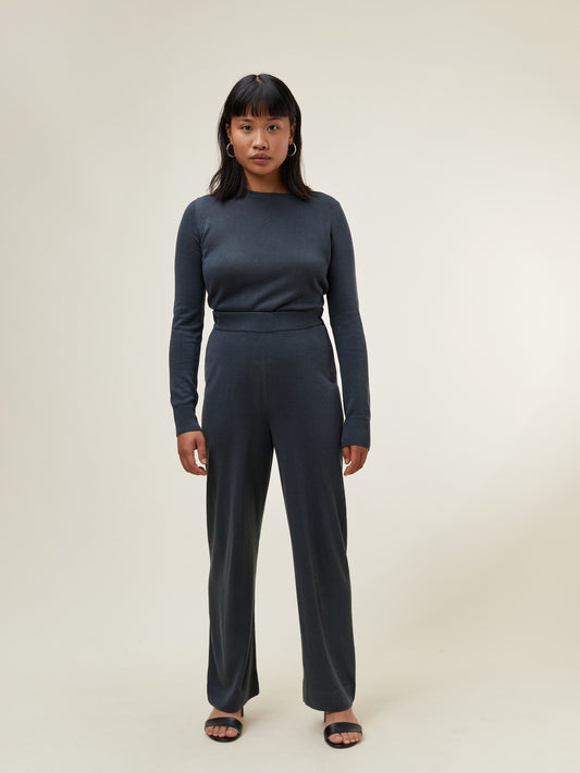 Cosima Knitted Pant Greyish Blue