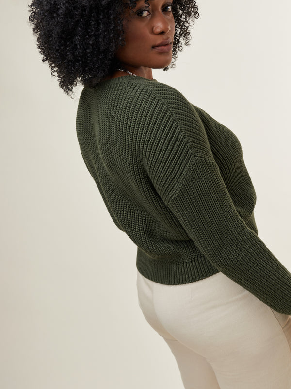 Bobbie Cropped Knitted Jumper Forest