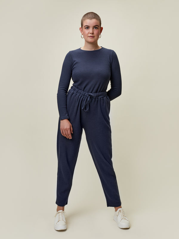 Leslie Waffle Pant Charcoal Blue