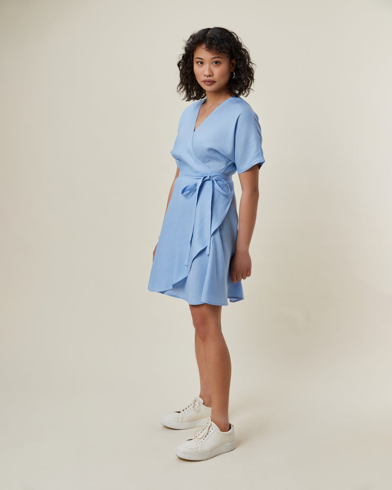 Daria Wrap Dress Soft Blue