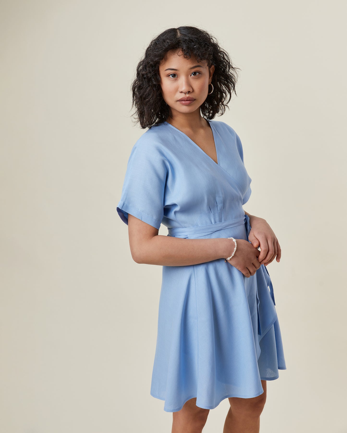 Daria Wrap Dress Soft Blue