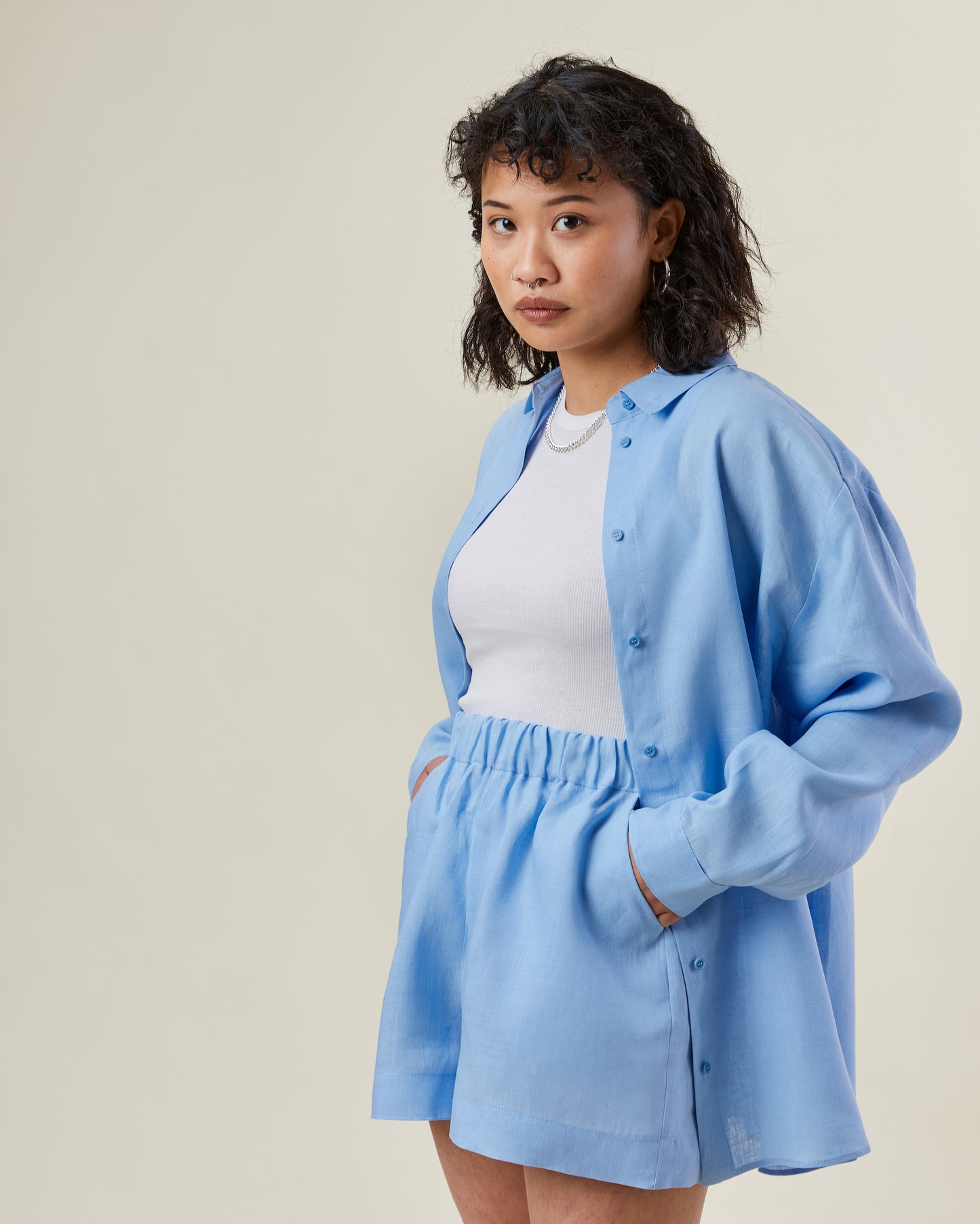 Esther Linen Shirt Soft Blue