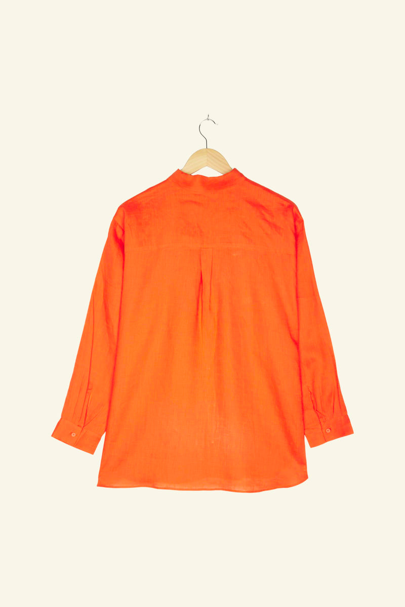 Jane Linen Shirt Tangerine Red