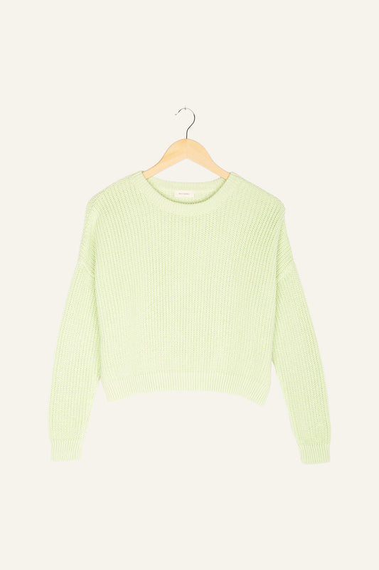 Bobbie Cropped Knitted Jumper Apple Green