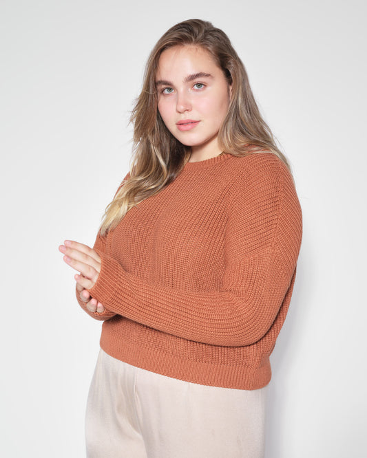 Bobbie Cropped Knitted Jumper Ginger Bread