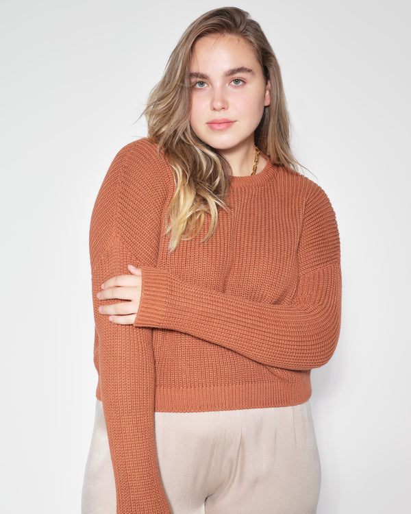 Bobbie Cropped Knitted Jumper Ginger Bread