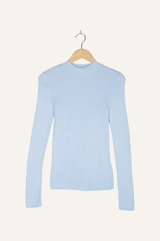 Mona Fine Knit Mock Neck Powder Blue