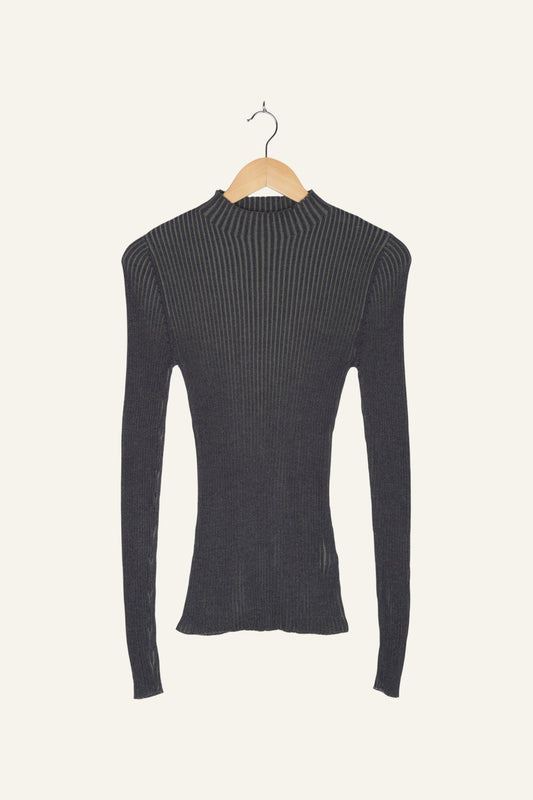 Asma Rib Turtleneck Dark Stripe