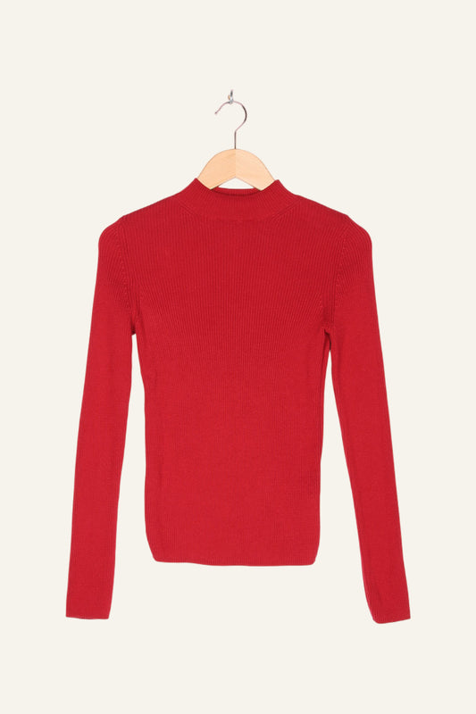 Mona Fine Knit Mock Neck Red