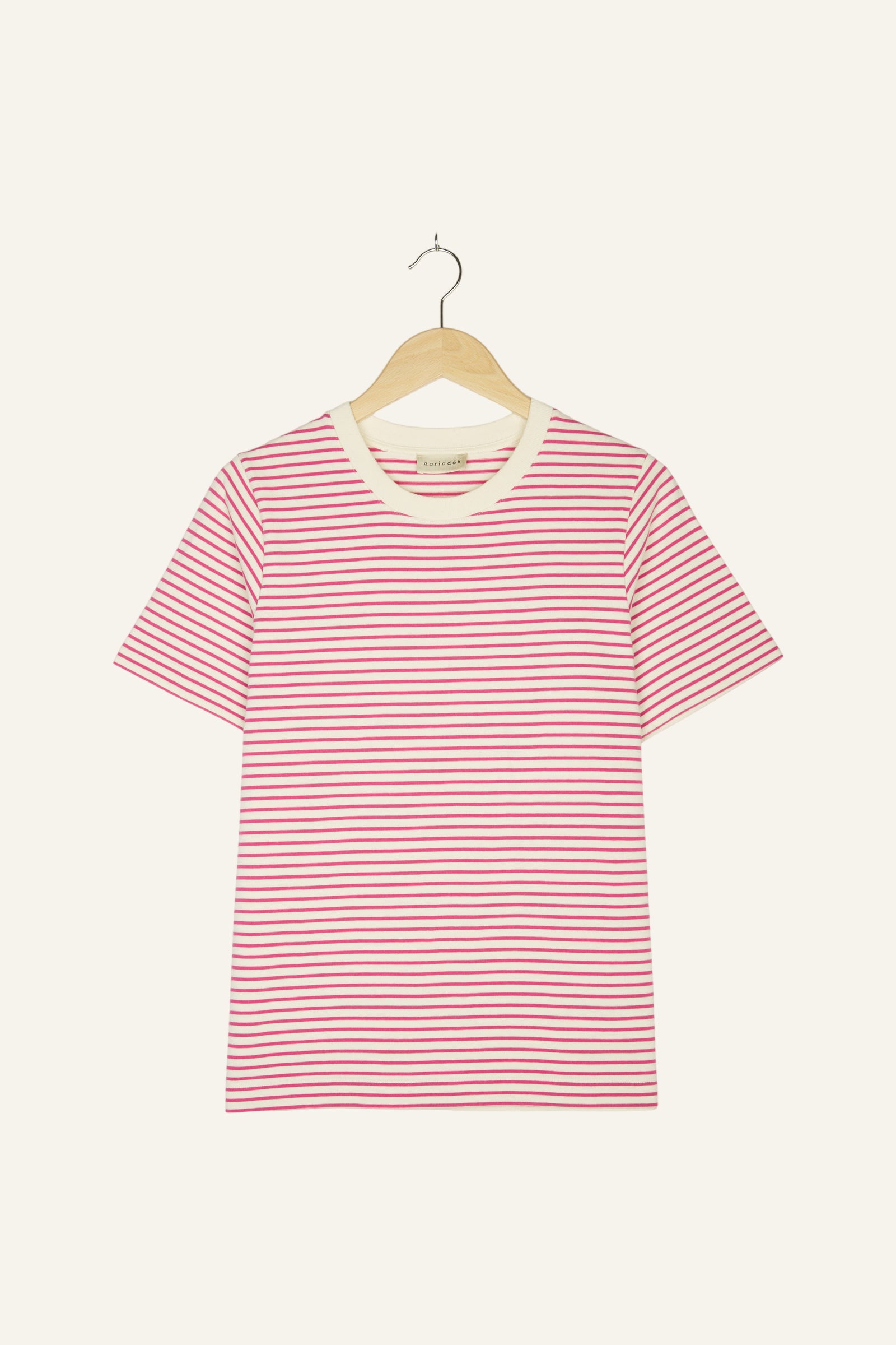 Ida Heavyweight T-Shirt Striped Ecru Pink