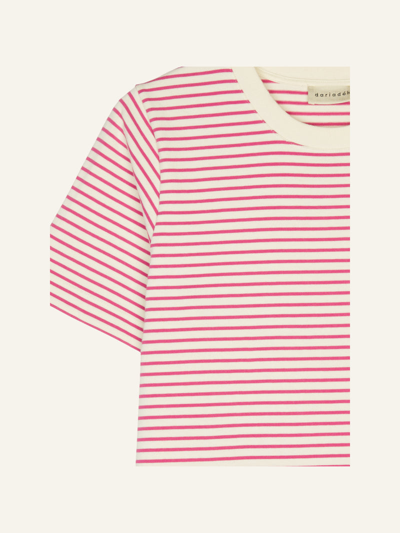 Ida Heavyweight T-Shirt Striped Ecru Pink