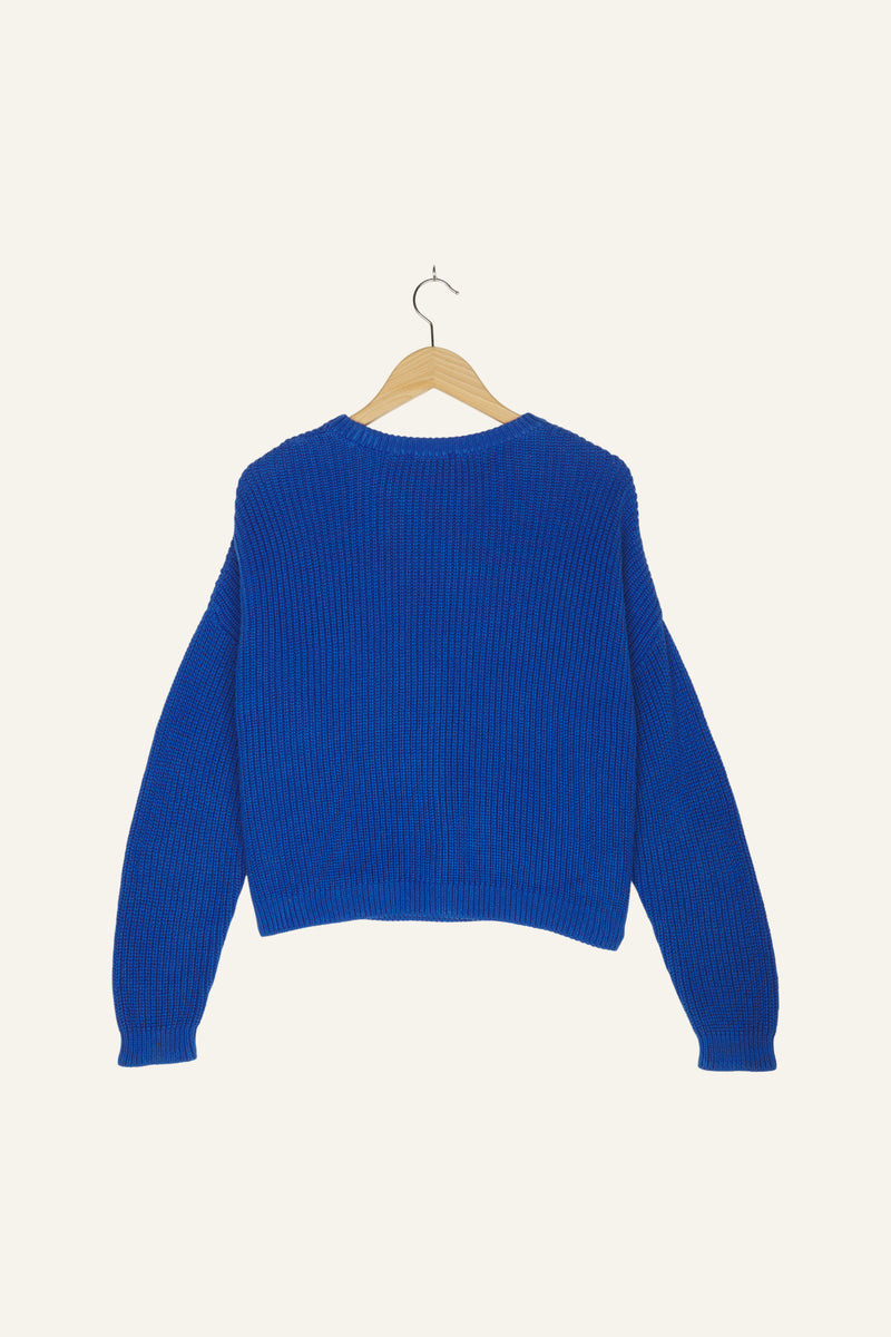 Bobbie Cropped Knitted Jumper Blue 