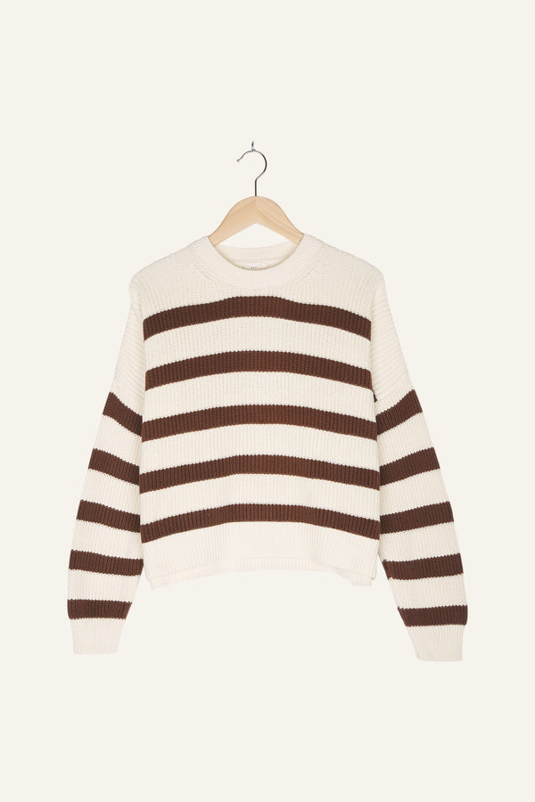 Berta Knitted Jumper Brown White