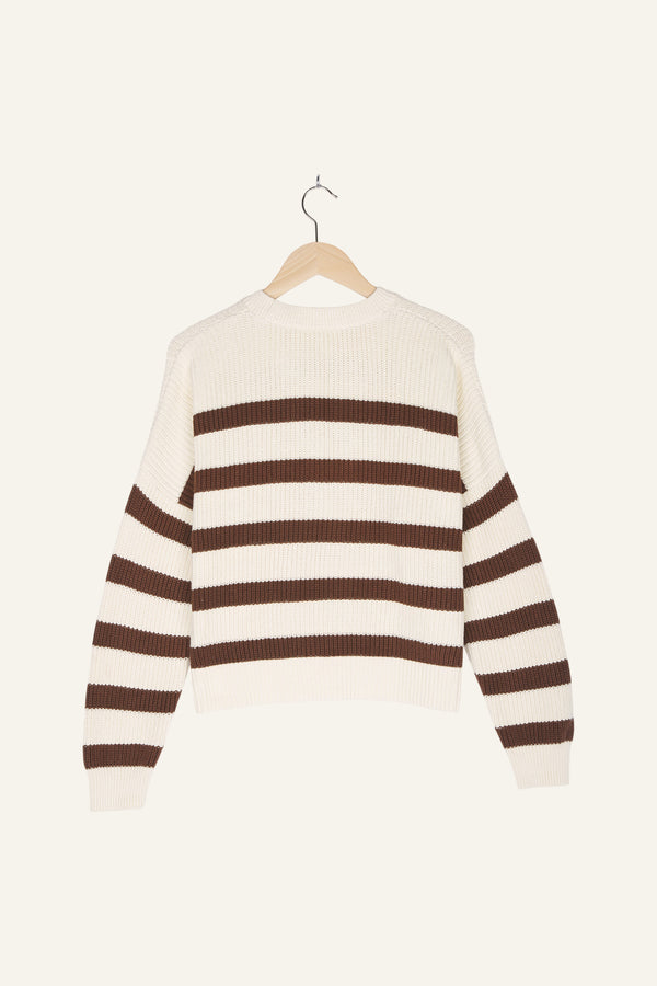 Berta Knitted Jumper Brown White