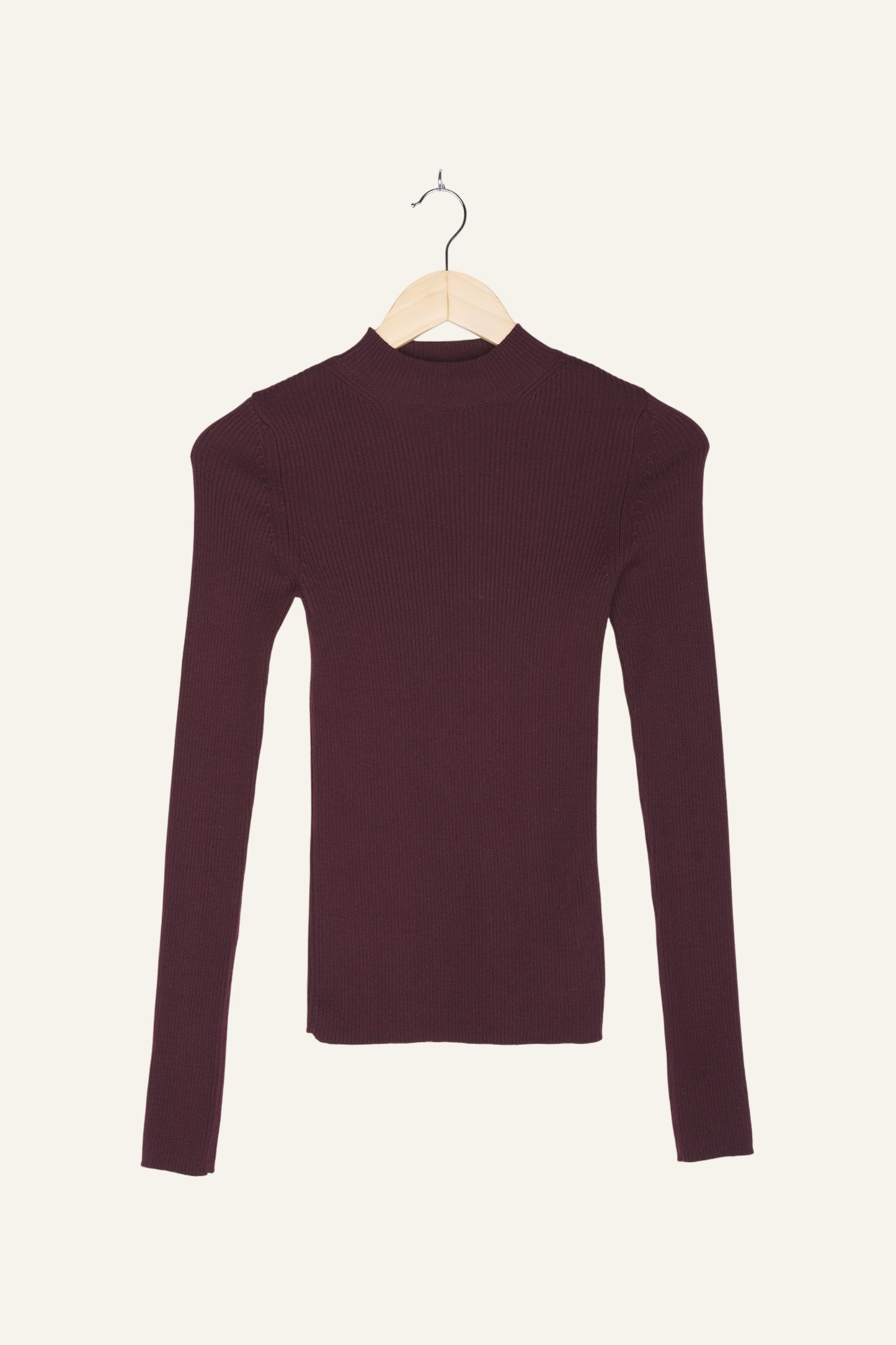 Mona Fine Knit Mock Neck Aubergine