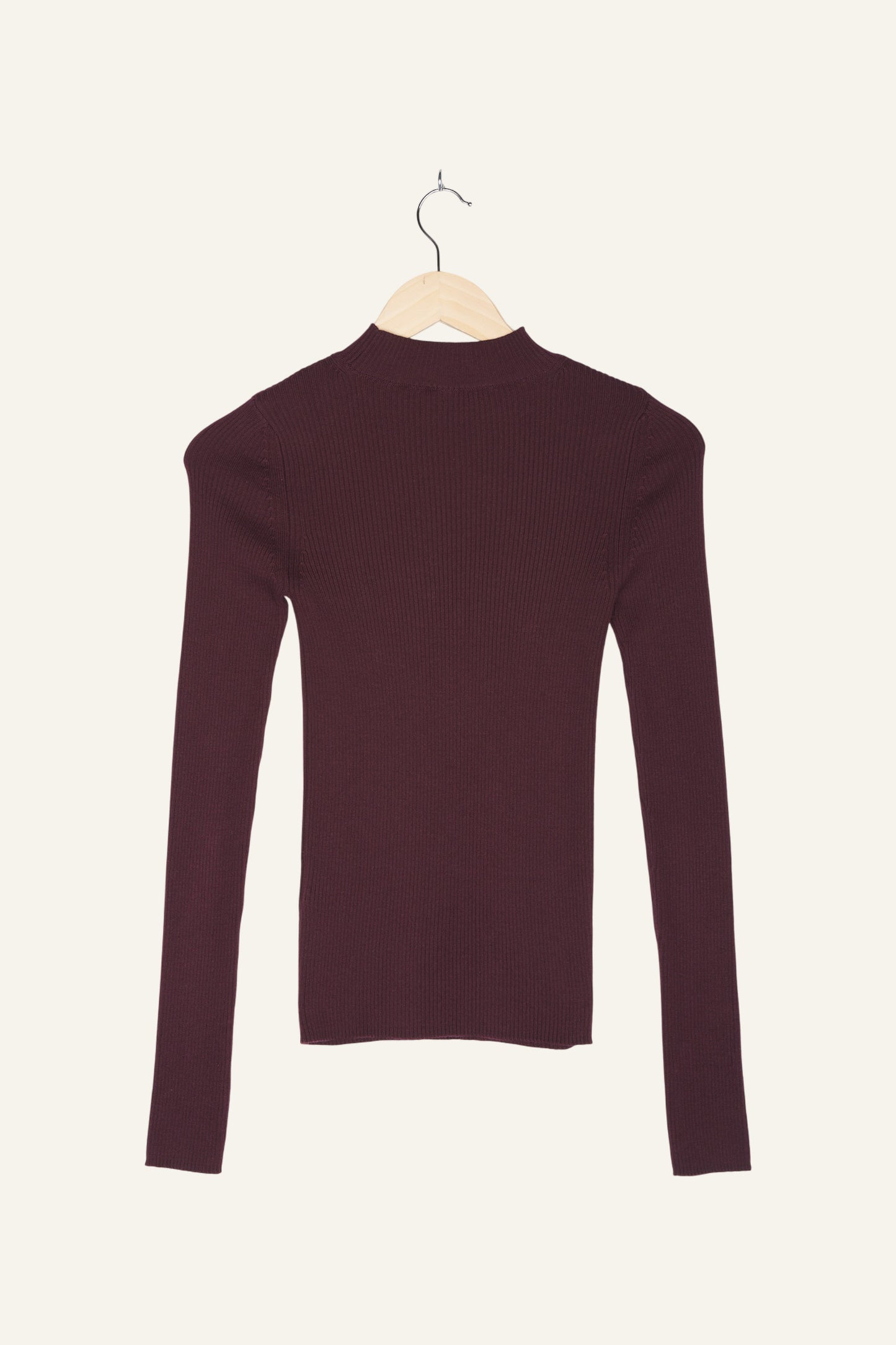 Mona Fine Knit Mock Neck Aubergine