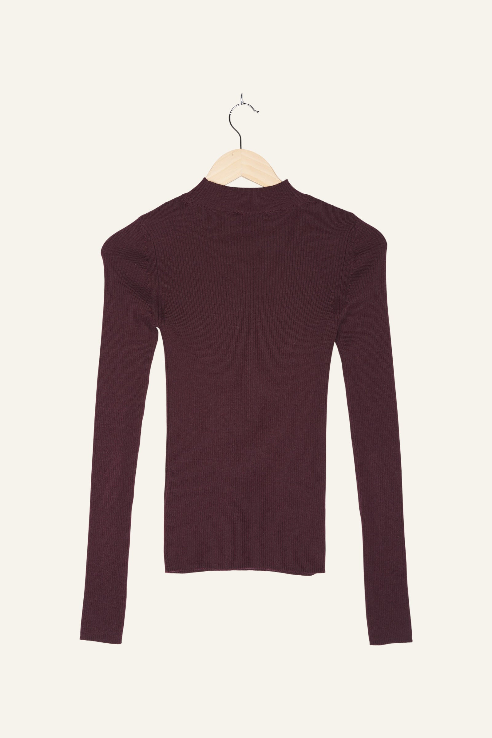 Mona Fine Knit Mock Neck Aubergine